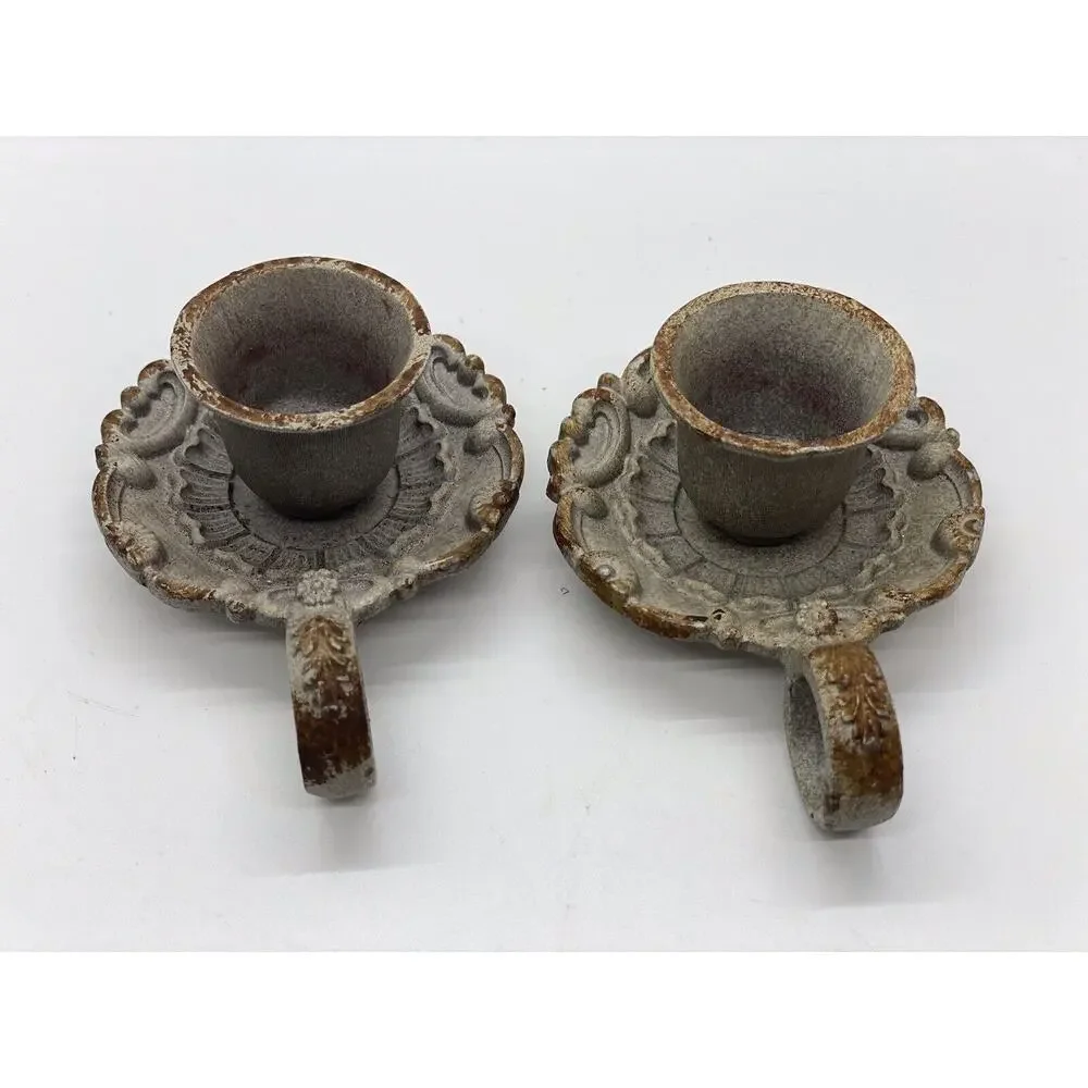 Vintage Candlestick Holders-Set Of 2 Approx 3.5”x 2.5”x 1”